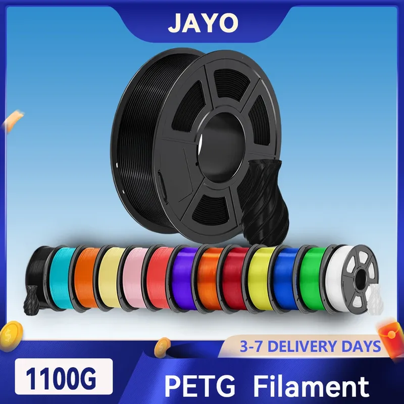 JAYO 3D PETG Filament 1,75 mm +/-0,02 mm 1100 g PLA Drucker Filament Ordentlich gewickeltes 3D-Druckmaterial für Bambu FDM 3D-Drucker