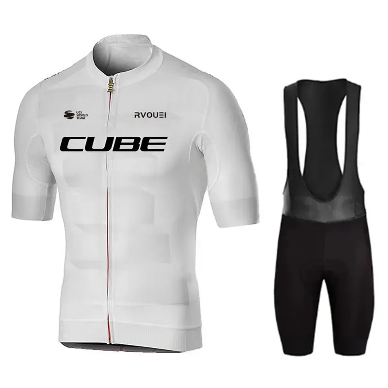 Rvouei Cube Radfahren Jersey Set Fahrrad Kleidung Sommer Kurzarm Shirt Bike Gel Pad Trägerhose Sport Maillot Ropa Ciclismo