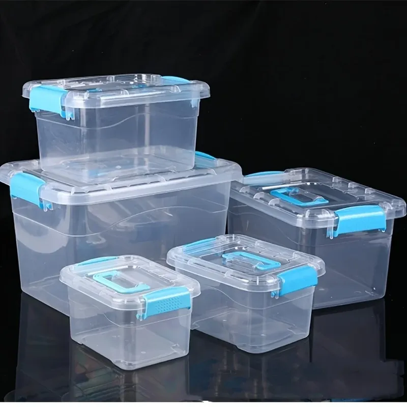 2 große Gruppenbox aus Kunststoff, transparente multifunktionale Aufbewahrungsbox, geeignet für Schreibtisch, Kleidung, Dokumentenaufbewahrung