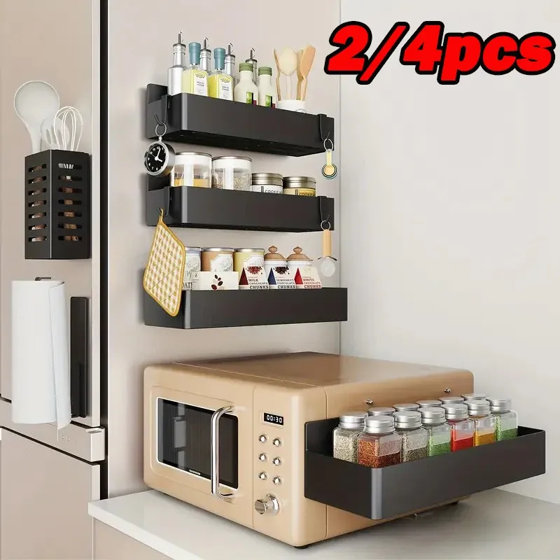 2/4 stücke Magnetische Lagerung Rack-Home Schlag Kostenloser Kühlschrank Lagerung Korb Küche Gewürz Jar Halter Badezimmer Toiletten Regal