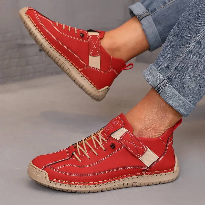 Stiefel Mid Top für Damen, britischer Stil, Retro-Anti-Rutsch-Arbeitskleidungsschuhe, handgefertigte Leder-Loafer, lässige Damen-Stiefel mit weicher Sohle, nackte Stiefel