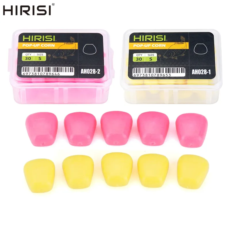 Hirisi 30-teiliger Pop-Up-Köder für Maiskarpfen, weiche künstliche Karpfenköder, Mais-Angelköder, Angelzubehör AH028