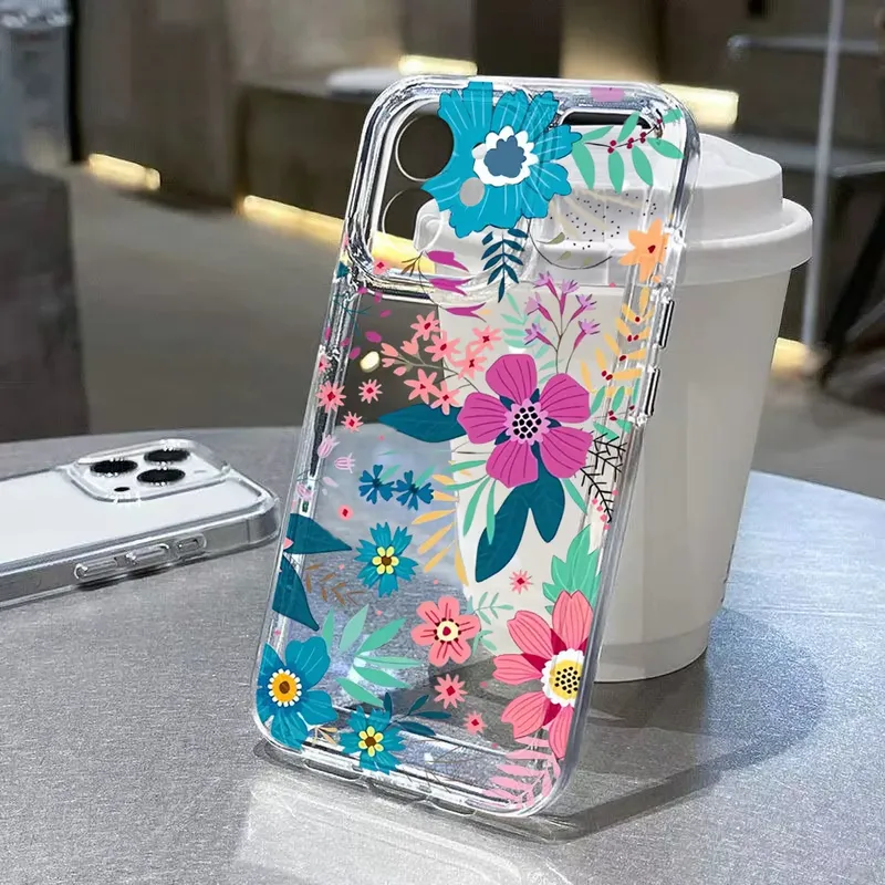 Silikon Blume Telefon Fall Für iPhone 17 Pro Max 16 13 11 15 14 12 16E 17 Air 16promax 17promax Transparent weiche Funda Abdeckung
