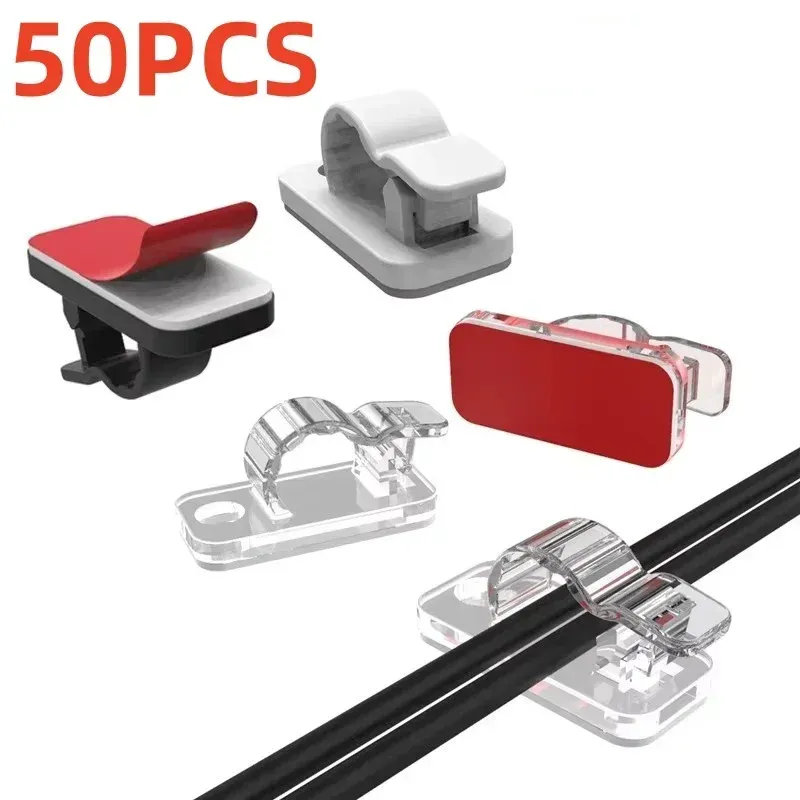10/50 Stück selbstklebende Kabelklemmen, Kabelmanagement, Drahthalter, Organizer, Klemme, Schreibtisch, ordentlicher Kabelmanager im Auto, Heimbüro-Clips