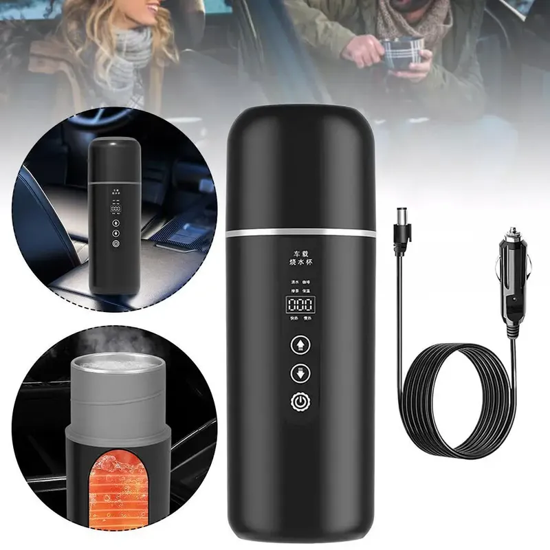 12 v/24 v 500 ML Smart Auto Heizung Tasse Tragbare Elektrische Wasserkocher Touchscreen Thermische Becher Edelstahl wasser Heizung Flasche