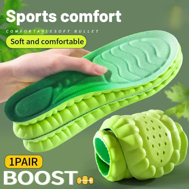 1 Paar Sport-Einlegesohlen aus PU, hoch dehnbar, stoßfest, antibakteriell, anti-odorierend, atmungsaktiv, bequem für Schuhe, Kissen