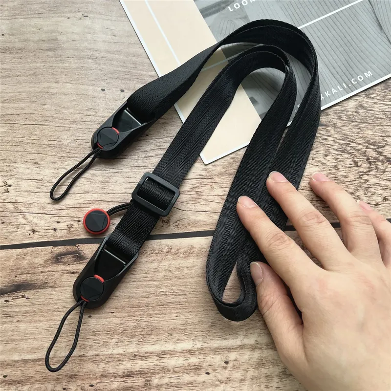 Kameragurt, verstellbare Handschlaufe, abnehmbare Schlüsselbänder, Umhängebänder, solides Schlüsselband mit Anhänger, Luxus-Accessoires, schwarzes Kettenseil