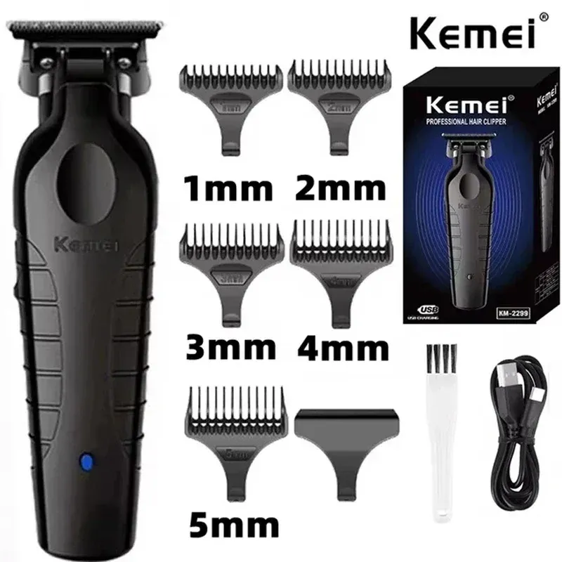 Kemei 2299 Barber Akku-Haarschneider 0 mm Zero Gapped Carving Clipper Professionelle elektrische Finish-Schneidemaschine