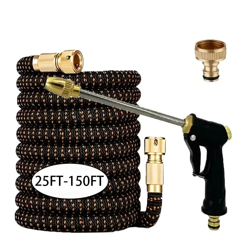 25FT-150FT erweiterbarer magischer Schlauch, multifunktionale verstellbare Autowaschwasserpistole, Bewässerungs- und Haustierduschwerkzeuge