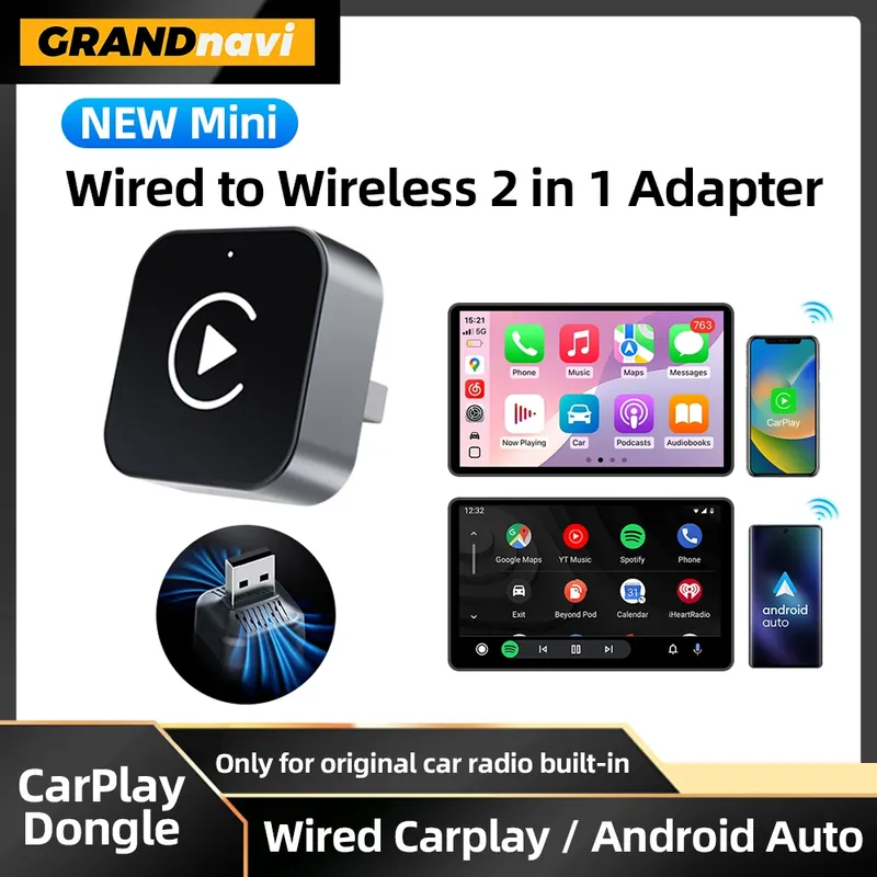 2025 neue 2 IN 1 Drahtlose CarPlay Android Auto USB Adapter Dongle Smart Mini Box Plug & Play Für VW Toyota Nissan Honda Ford Benz KIA