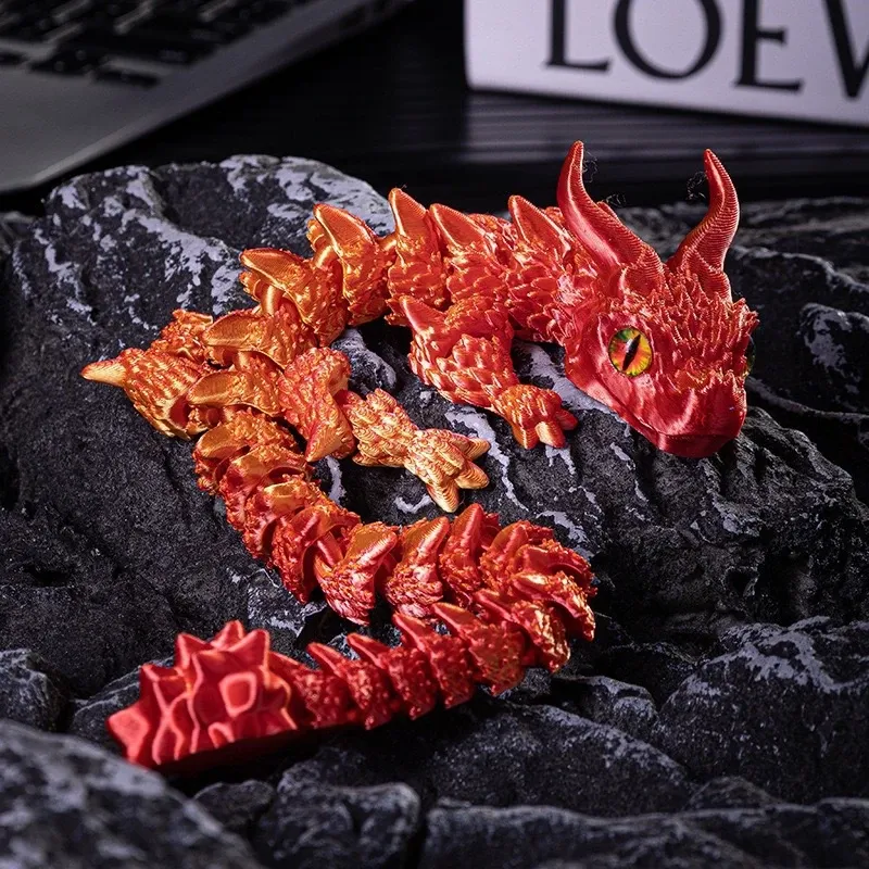 3D-gedruckter magischer Drache, bewegliches Gelenk, Zappelspielzeug, drehbar, bewegliches Büro, Desktop-Ornament, Erwachsene, Kinderspielzeug, Basteln, Geschenk, 22 cm