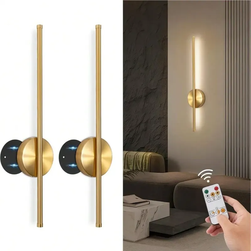 Magnetische wiederaufladbare 50-Wandleuchte in Schwarzgold für Wohnzimmer, Schlafzimmer, Flur, Arbeitszimmer, Treppenhaus, Garderobe, LED-Beleuchtung, Verkabelung kostenlos