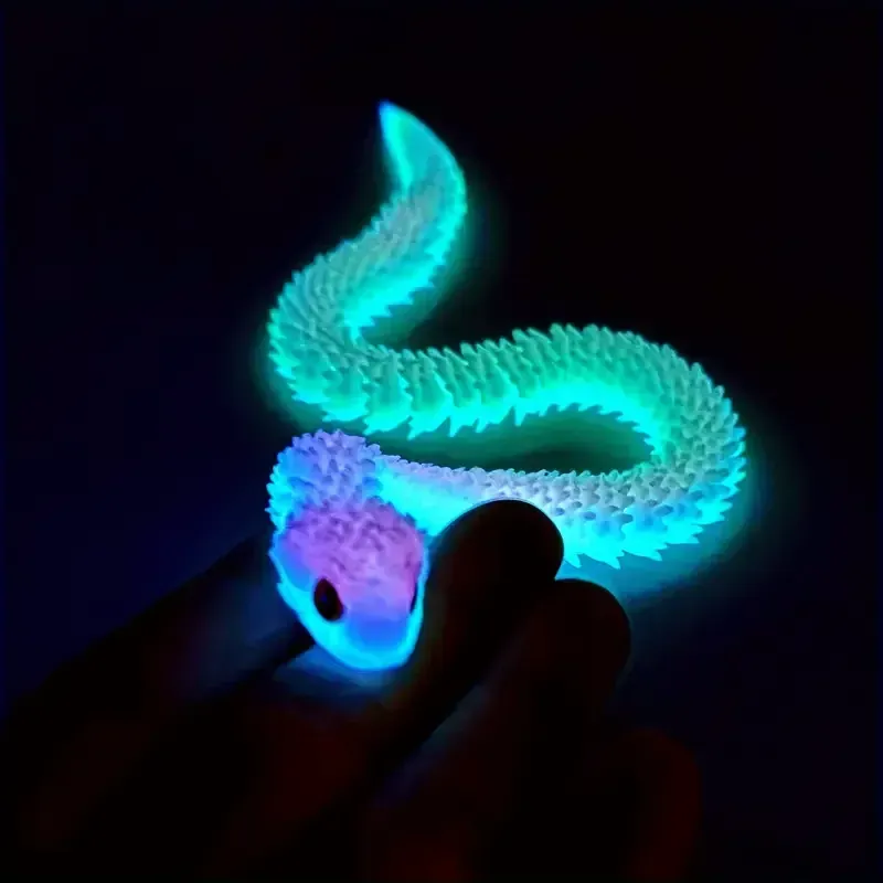 3D-gedruckte Viper-Dekoration, leuchtende Figuren mit beweglichen Gelenken, Tiermodelle, die schwingen können, Haushalts-Bücherregal-Spielzeug