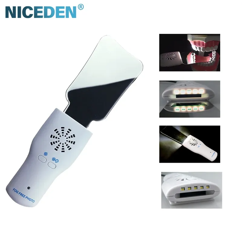 Dental Anti Fog Spiegel Set Kieferorthopädische Reflektor mit LED Lichter Fogless Intraorale Fotografie Edelstahl Zahnarzt Spiegel