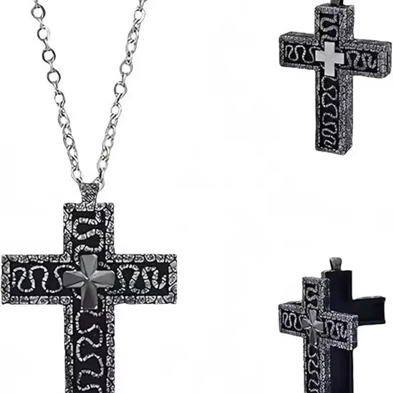 3D-Halskette mit Gothic-Anhänger aus Metall von Thanos – Kreuz mit verstecktem Fach, Oktopus-Tentakel-Design, Vintage-Steampunk-Schmuck