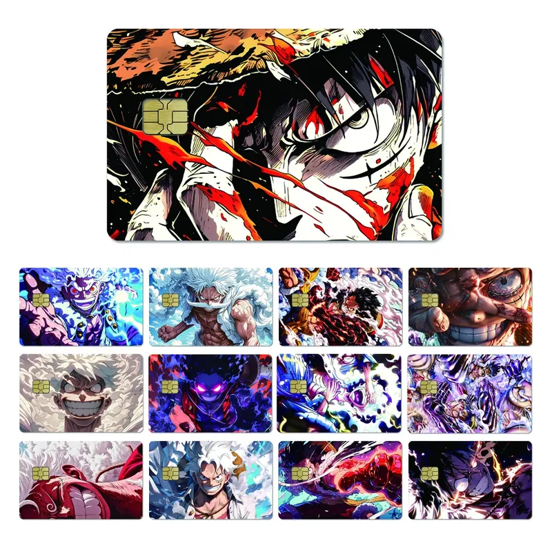 Neue Cartoon Anime One Piece Gear 5 Ruffy Diy HD Matte PVC Aufkleber Kleine Chip Kreditkarte Abdeckung Fall Film Haut Aufkleber mädchen Geschenk