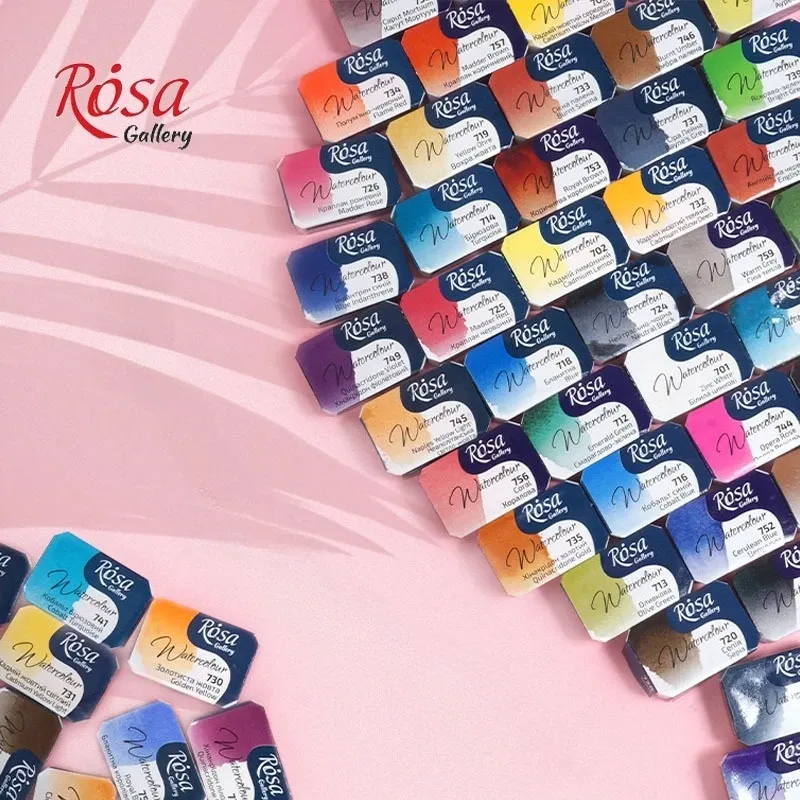 ROSA Feste Aquarellfarbe in Künstlerqualität, voller Block, 2,5 ml, einfarbig, selbst ausgewählt, für Studenten, Künstler, Malerei, Kunstbedarf