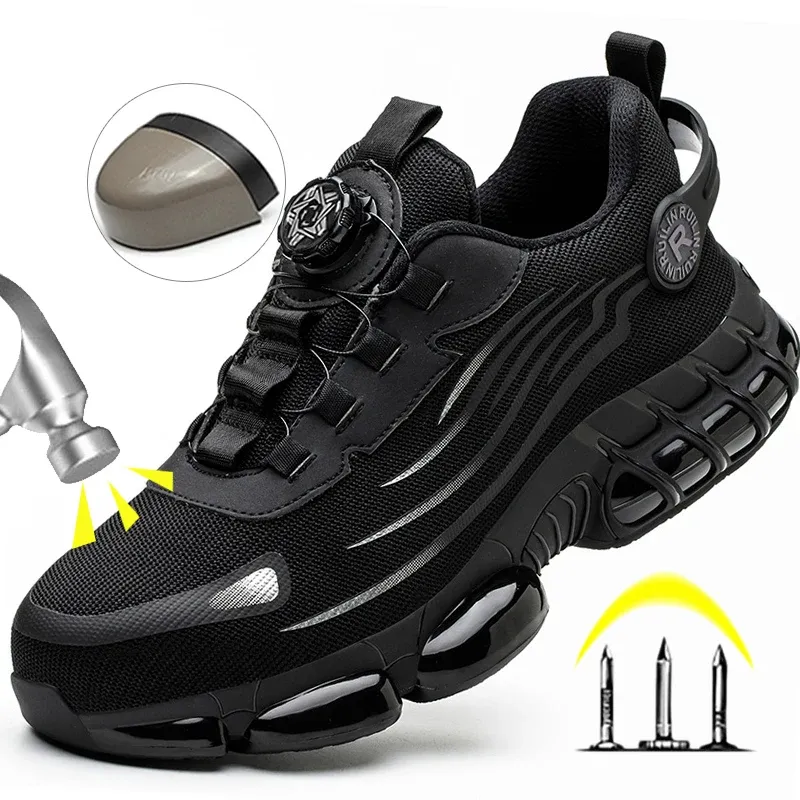 Herren-Sicherheitsschuhe, Schutz und elastische Sicherheitsstiefel, modische Freizeitschuhe, atmungsaktive Geruchsschutz-Arbeitsschuhe für Herren