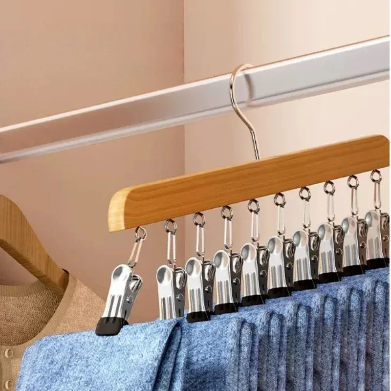 Hosenbügel mit 10 Wäscheklammern, platzsparender Schrank-Organizer für Hüte, Krawatten, Gürtel, Unterwäsche, Röcke, tragbar, Aufbewahrung zu Hause, Wohnheim