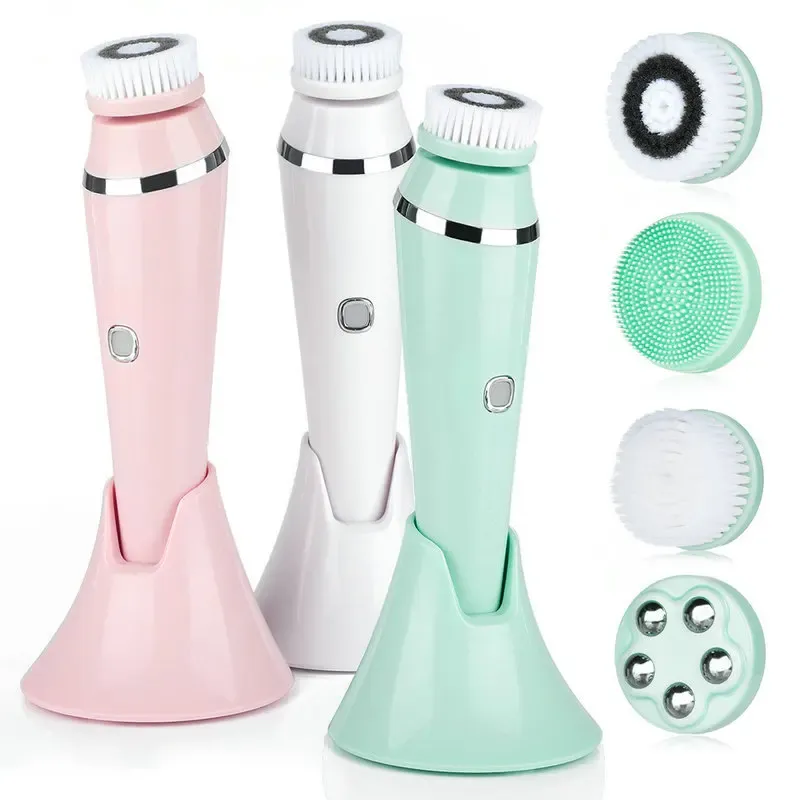 4-in-1 elektrische Gesichtsreinigungsbürste, wiederaufladbar, wasserdicht, Spin Sonic Peeling, Gesichtswäscher, Reiniger, Hautpflegemaschine