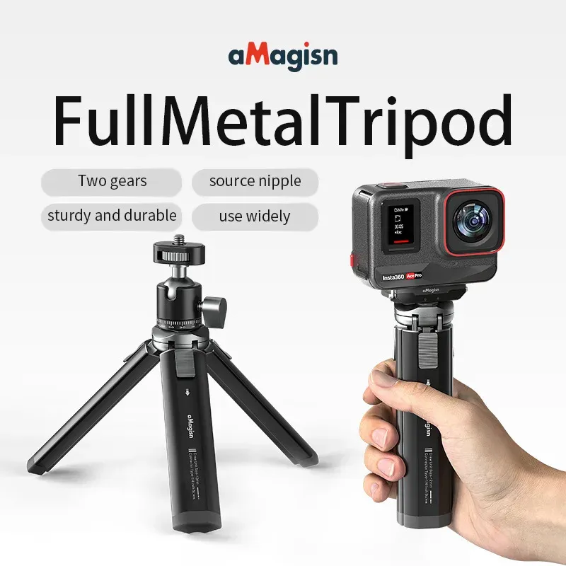 aMagisn Metall-Aluminium-Legierung Stativ für GoPro Hero/DJI OSMO/Insta360 Action Kamera Stativ Zubehör mit 1/4 Schraube