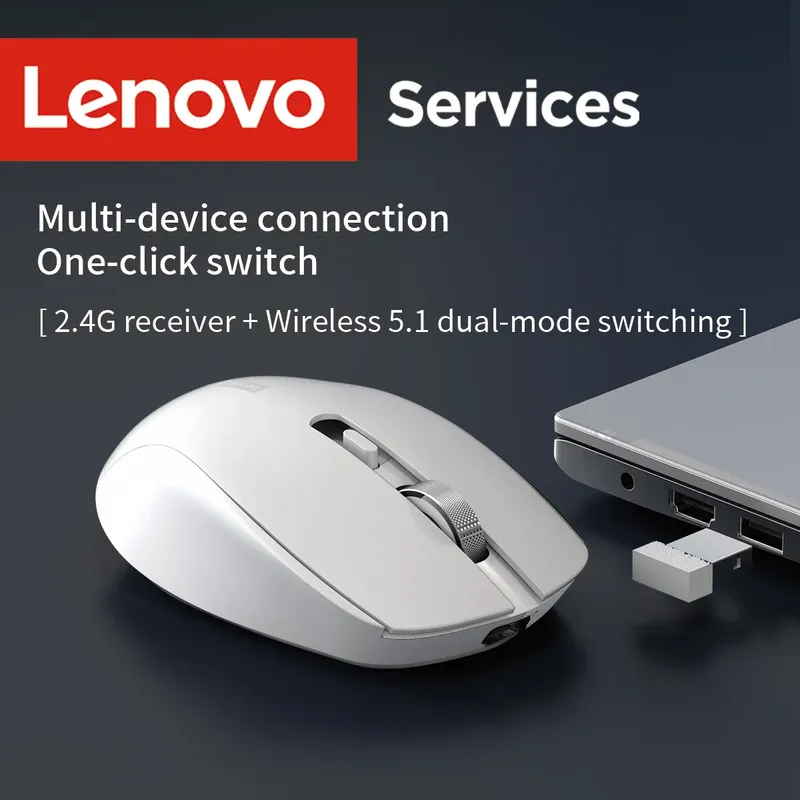 Lenovo kabellose Maus, leise Business-Office-Maus, ergonomisches Design, kompatibel mit mehreren Plattformen, 2,4-g-Verbindung, angetrieben durch 1,5-V-Trockenbatterie, Produkt ohne Batterie