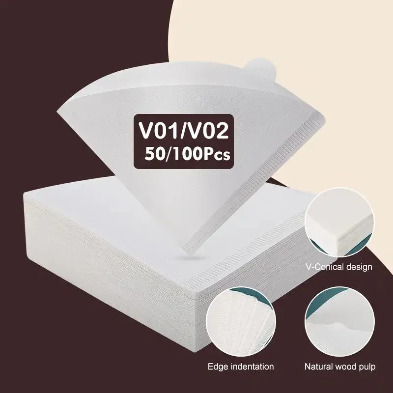 50/100 Stück Kaffeefilterpapier, Einweg-Kaffeefilter aus Papier, einfach zu verwenden, für Kaffeemaschinen und Teefilter