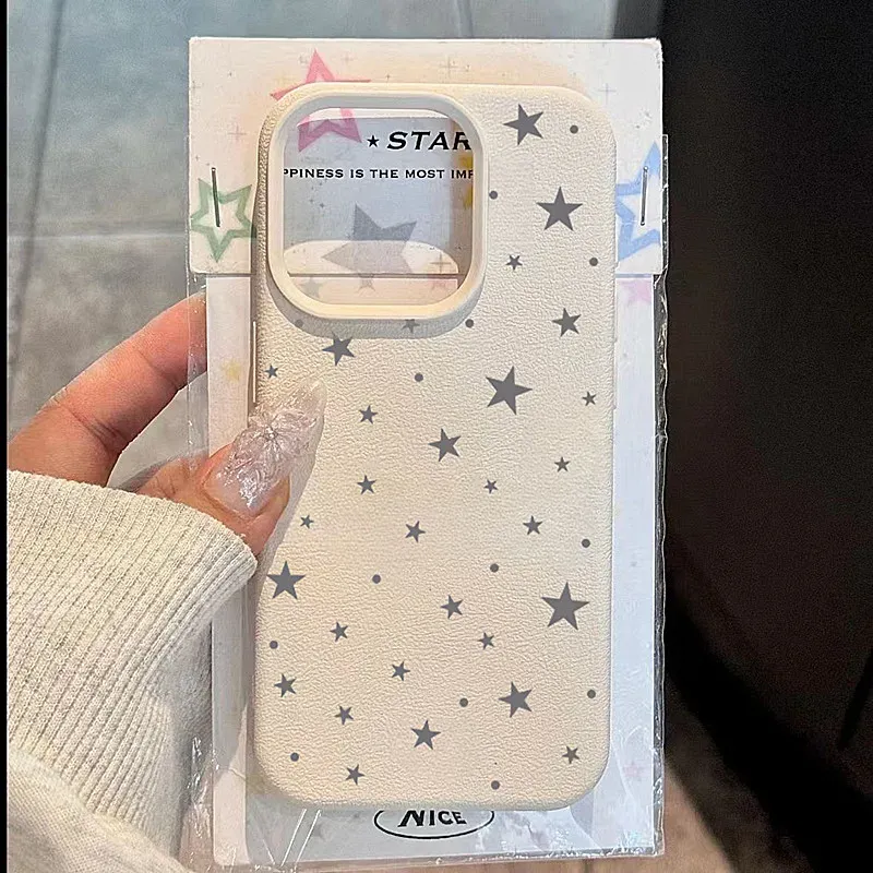 INS Graue Sterne Handyhülle für iPhone 15 14 13 12 17 Pro Max Air XS Max XR Plus 16e stoßfeste Softcover für iPhone 16 Pro Max