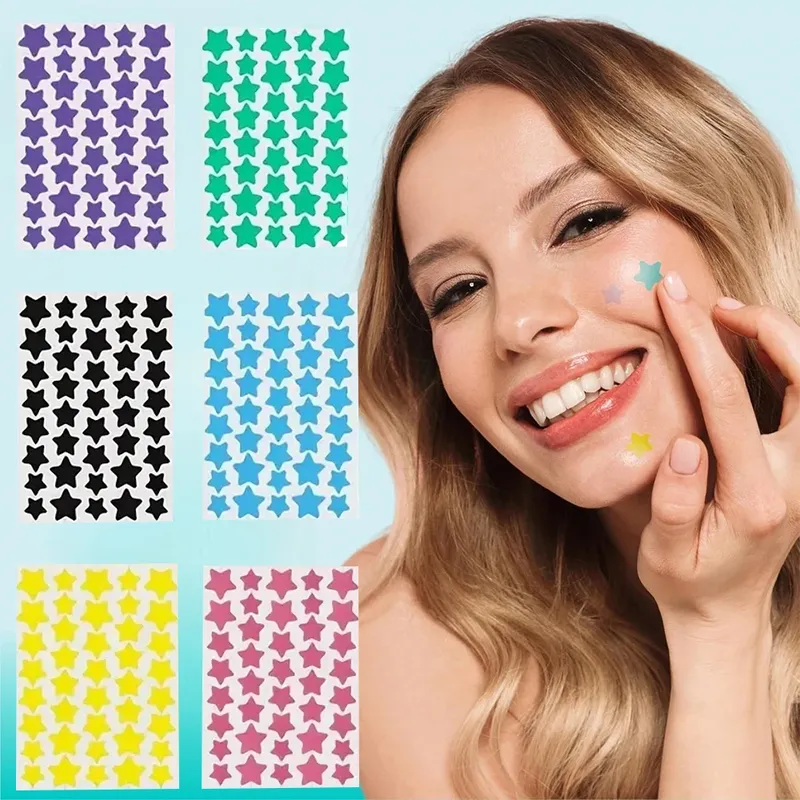 240 Stück mehrfarbige Stern-Akne-Pflaster, Akne-Pflaster für das Gesicht, Concealer-Akne-Pflaster und Pickel-Pflaster, ultradünn