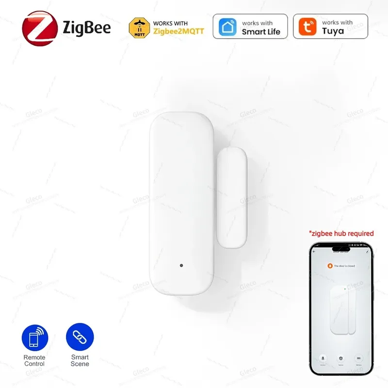 ZigBee Smart Fenster Tür Tor Sensor Kontakt Detektor Smart Life Sicherheit Alarm System Smart Home Tuya 2Mqtt App Fernbedienung
