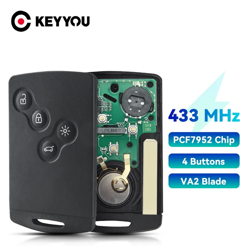 KEYYOU 433 MHz PCF7952 Chip Karte Smart Remote Auto Schlüssel Für Renault Megane3 Fluence Scenic Laguna 3 Koleos Clio Fob Control schlüssel