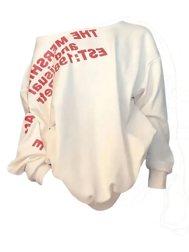 Y2k Sexy Oversize T shirt Frauen Streetwear Print langarm Grundlegende Top Dame Herbst Winter Koreanische Mode Übergroßen Tees Hemd