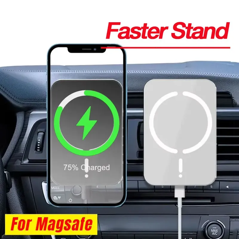Magnetische Auto-Lüftungshalterung für GPS und Smartphone mit kabellosem Ladegerät für MagSafe iPhone 17 16 15 14 13 12 Pro Max Handyhalterung