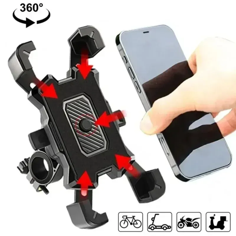 Telefonhalterung für Motorrad, Fahrrad, 360° °   Drehbarer Telefonhalter für Mountainbike, Moto, Motorrad, Ständer, Halterung, rutschfest, Radfahren
