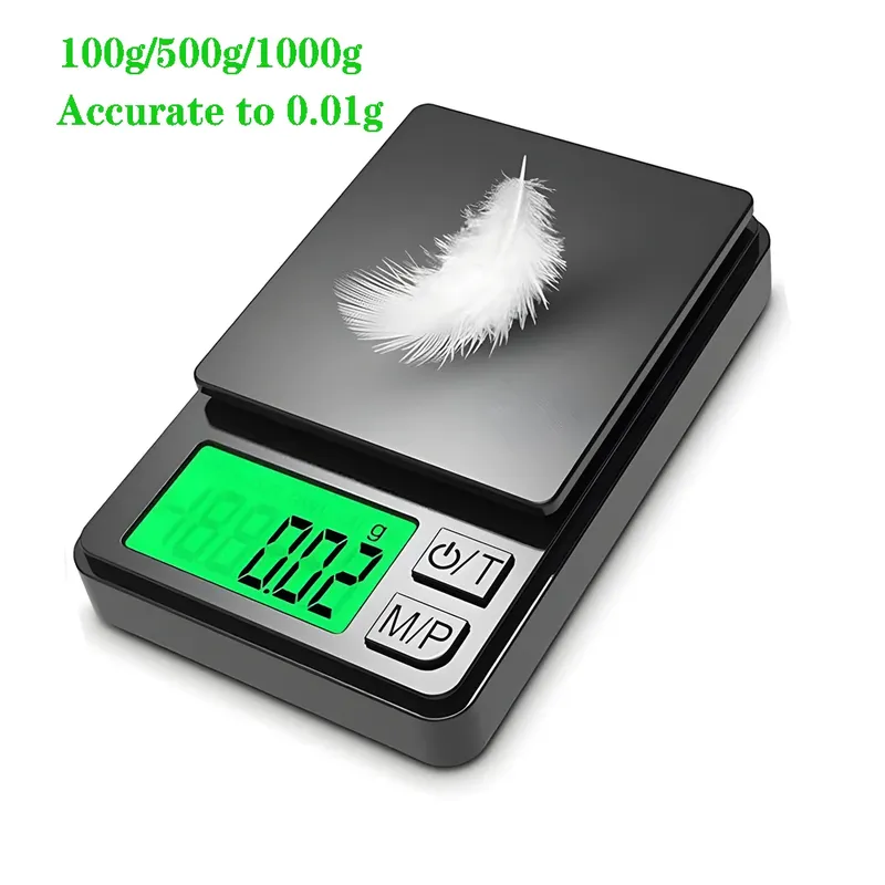 500 g/0,01 g elektronische Küchenwaage, präzise Taschen-Mini-Schmuck-Grammwaage mit Hintergrundbeleuchtung und Deckel, Kalibrierung, Kaffeewaage