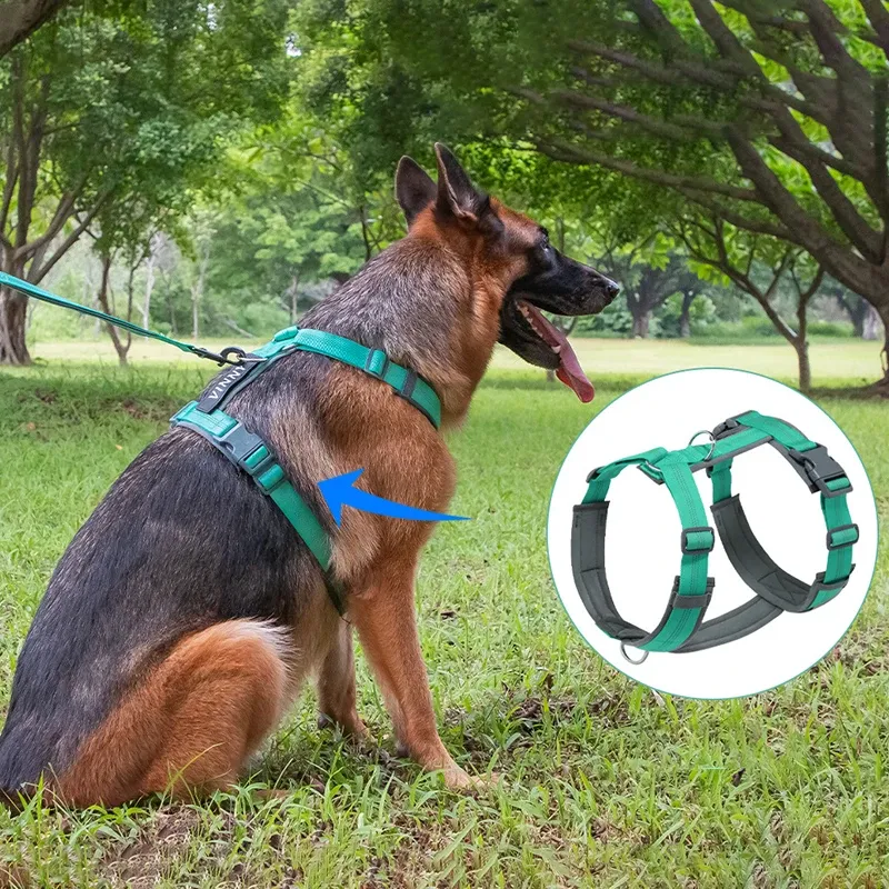 Bequemes, verstellbares H-förmiges großes Hundegeschirr, waschbares Nylon, nachtreflektierend, kein Ziehen, Haustierweste, Geschirr Arnés Para Perros