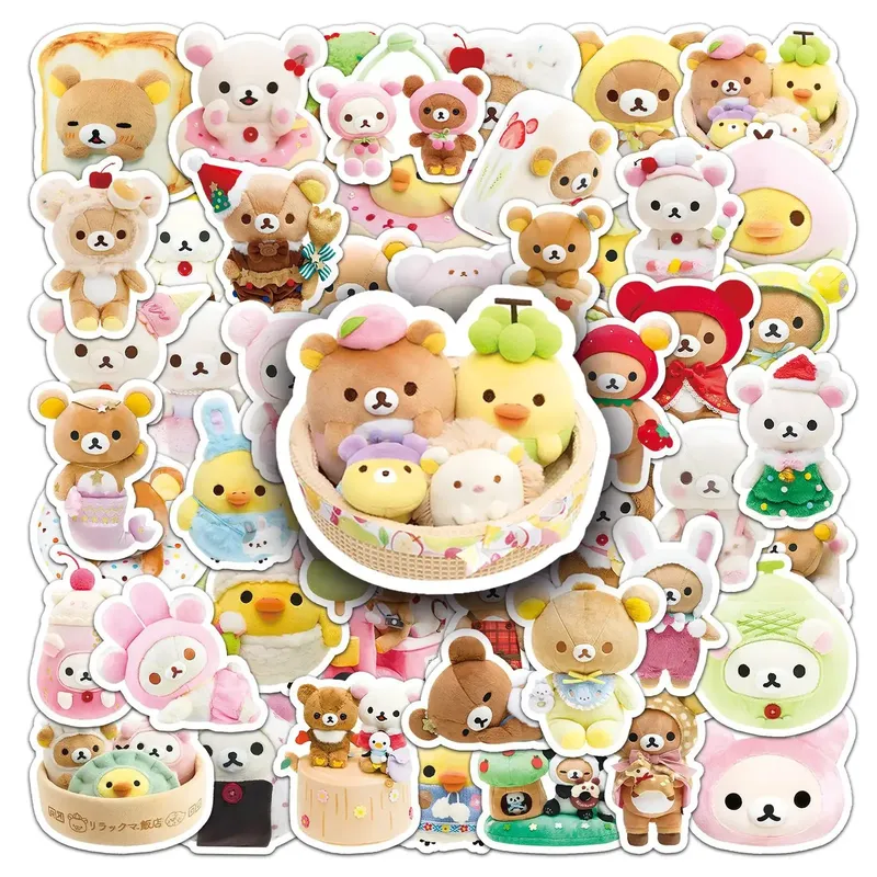 54 Stück Rilakkuma Kawaii Aufkleber Anime Relaxed Bear DIY Kunstbedarf Notebook Briefpapier Paster Wasserbecher Dekor Klassisches Spielzeug Geschenk