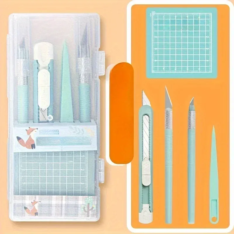 Professionelles Scrapbook-Werkzeugset – Schnitzmesser, rutschfeste Matten, Präzisionspinzette und Stifte für detailliertes Papierhandwerk, 5 Stück/Set