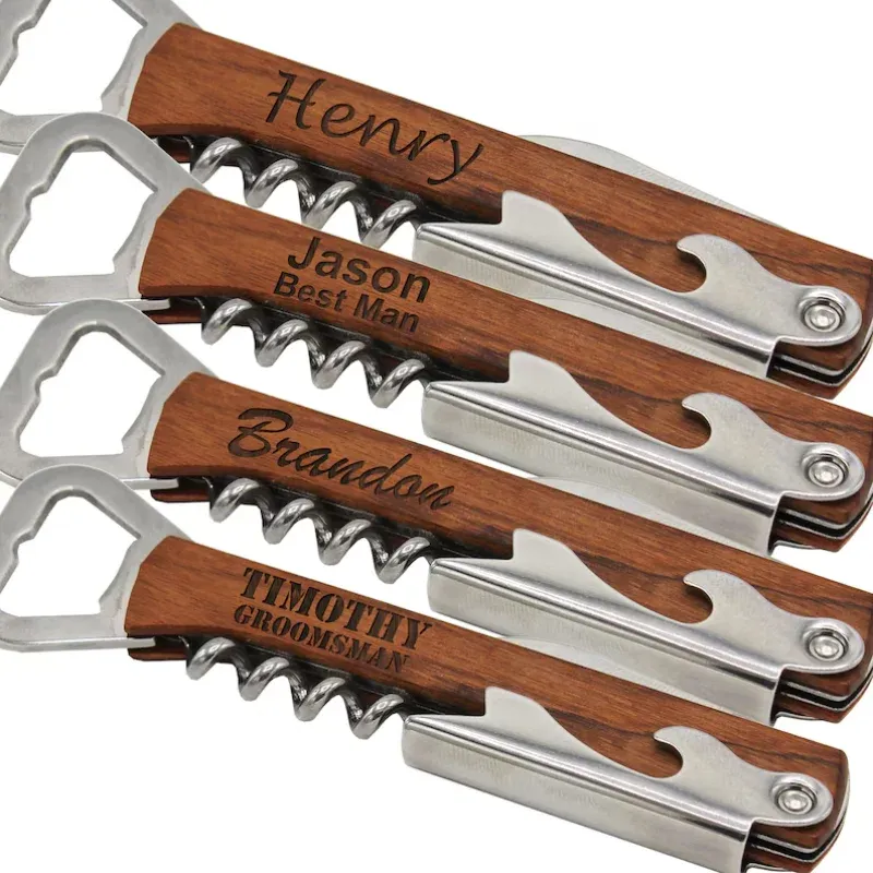 1 Stück personalisierter Korkenzieher, Multitool, gravierte Geschenke für Trauzeugen, kostenloses individuelles Monogramm, Hochzeit, Party, Weinöffner, Hochzeitsgeschenk
