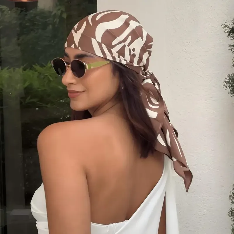 70*70cm Damen Seidenschal Luxus Kopftuch Pferdehalstücher Luxus Leoparden-Taschentuch Damen Sommer Hijab Bufanda Taschenbänder