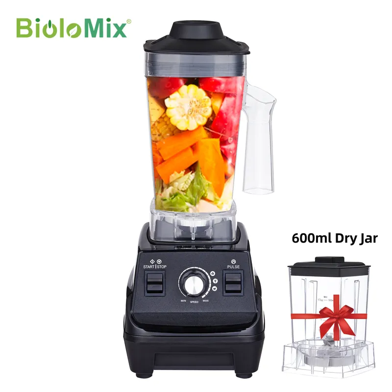 BioloMix Mini Pro Mixer, 1800 W Motor, 1,8 l Hauptglas, 0,6 l tragbarer Becher, BPA-frei, robuster Entsafter, Smoothie-Maker und Mühle