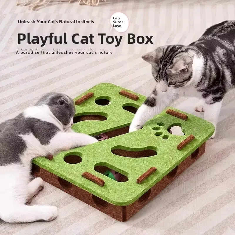 Katze Puzzle Spielzeug Filz Puzzle Box Katze Übung Spielzeug Mit Ball Indoor Sport Unterhaltung Jagd Katze Spielzeug Für Indoor Katzen - 6.17 EUR