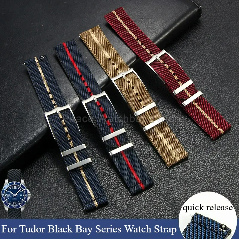 20 22 mm Khaki Blau Rot Nylon Armband für Tudor Black Bay Longines Seiko Citizen MIDO Faltenbeständiges, leicht zu reinigendes Uhrenarmband