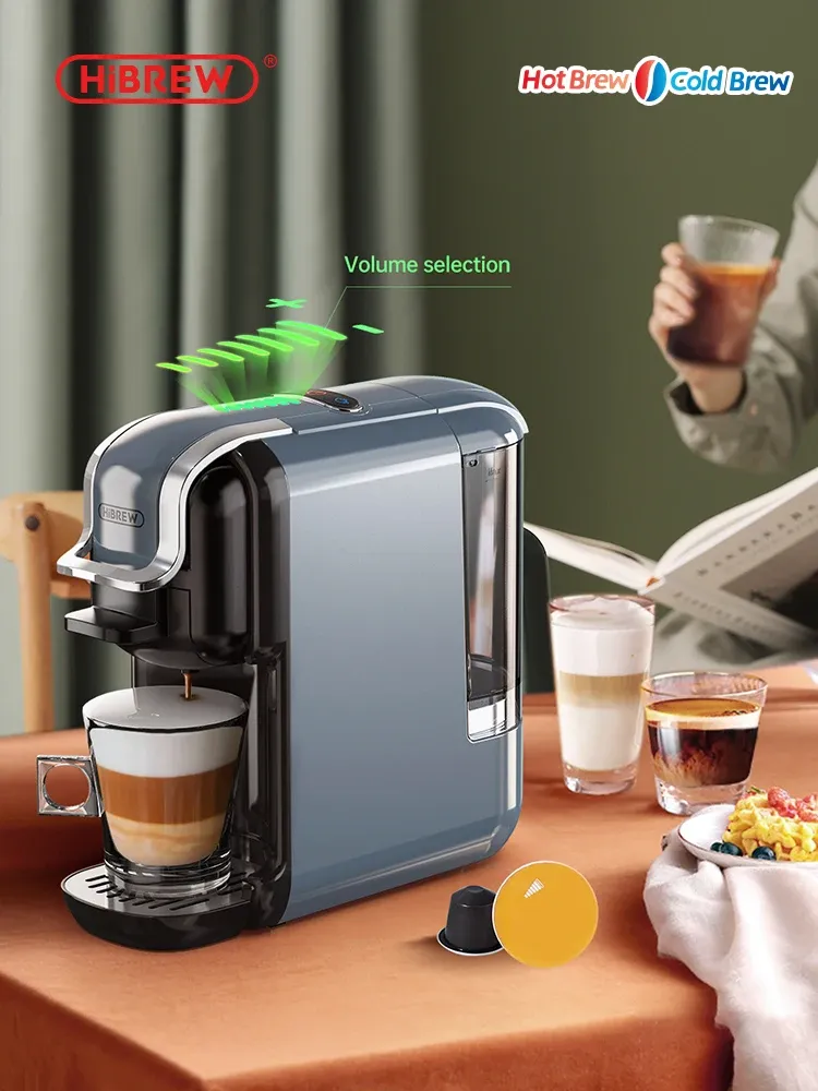 HiBREW Kaffeemaschine mit mehreren Kapseln, heiß/kalt, Dolce Gusto Milch, Nespresso-Kapsel, ESE-Pod, gemahlener Kaffee, Cafeteria, 20 Bar, 5 in 1
