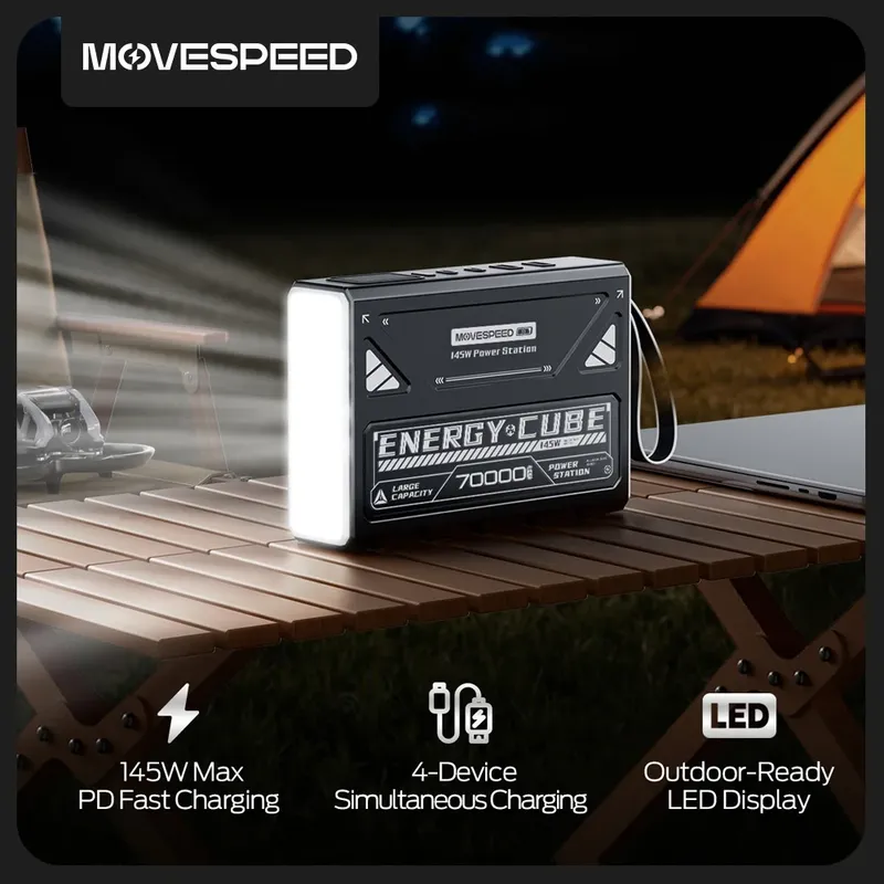 MOVESPEED Z70 Pro Max 70000 mAh Power Bank 140 W Schnellladekraftwerk Externer Akku Powerbank für Laptop Camping Outdoor
