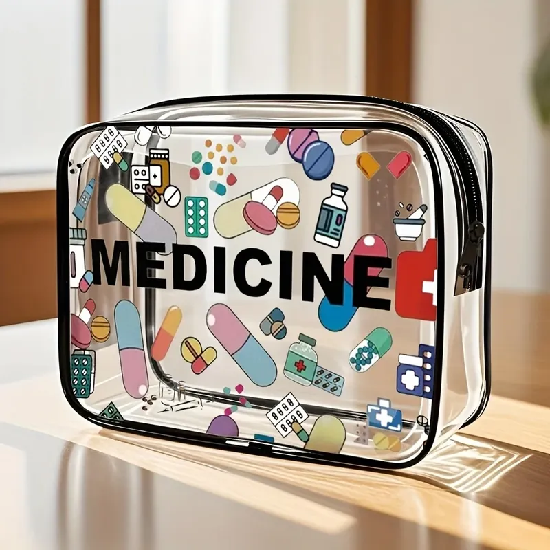 Medizin-Kosmetiktasche für Damen, großes Fassungsvermögen, Reise-Organizer, leicht abwischbar, Kulturbeutel für den täglichen Gebrauch, Reise-Kulturbeutel, Reisetasche