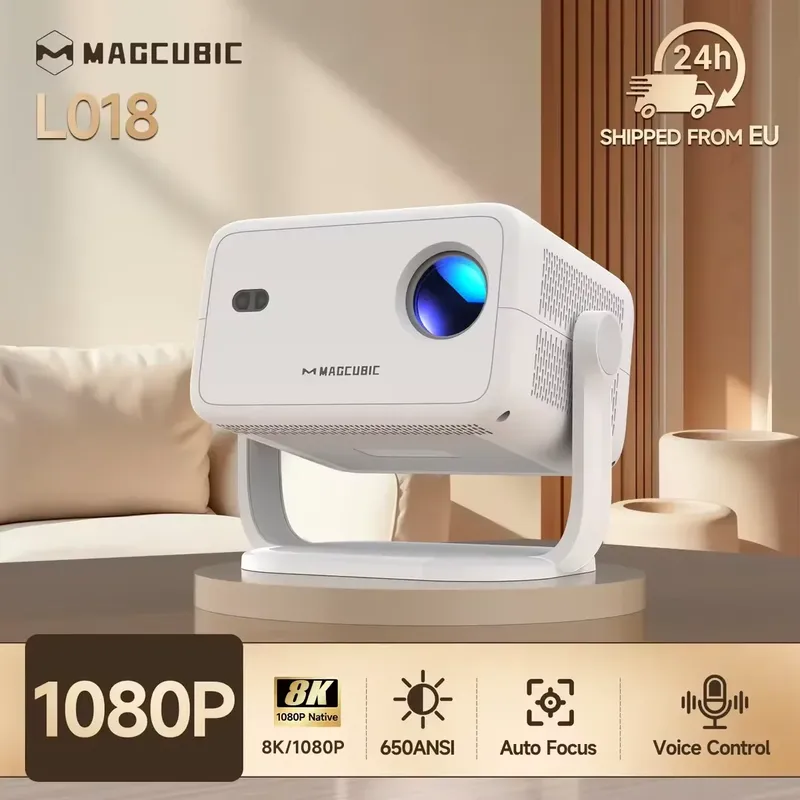 Magcubic Native 1080P 650ANSI 8K Android14 L018 Projektor mit automatischer Keystone-Korrekturfokus Wifi6 BT5.4 Tragbarer Film im Freien