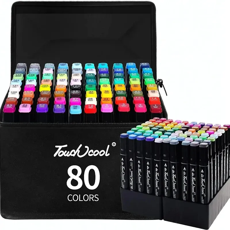 24–80 Farben doppelköpfiges öliges Kunstmarkierungsstift-Set zum Zeichnen, Skizzieren, ölige Marker auf Spitze basierend, Graffiti, Manga, Schule, Kunstbedarf
