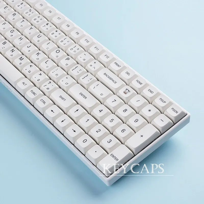 Minimalistische weiße PBT-Tastenkappen, 120 Tasten, Koreanisch, Spanisch, Englisch, mehrsprachiges XDA-Profil für mechanische Tastatur, magnetische Tastatur