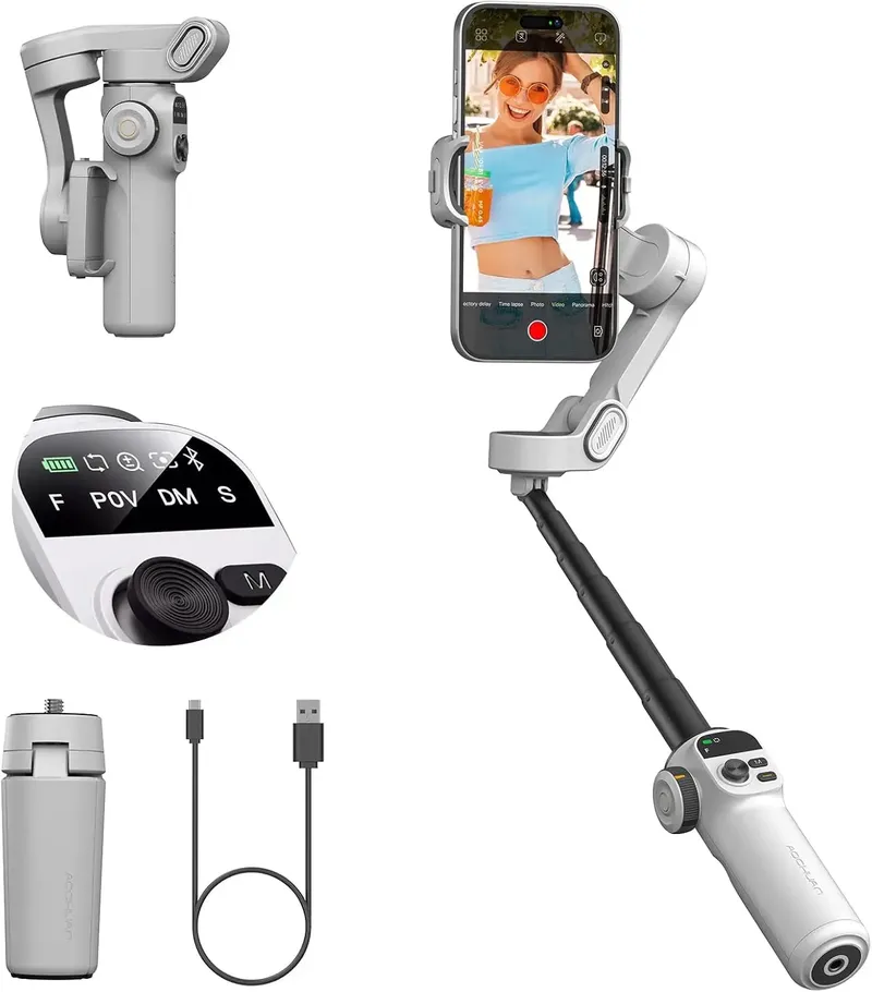 AOCHUAN Smart X2 Handheld Gimbal 3 Achsen Stabilisator Eingebaute 20 cm Verlängerung Stange LED Display Telefon Halter Für iPhone Smartphone